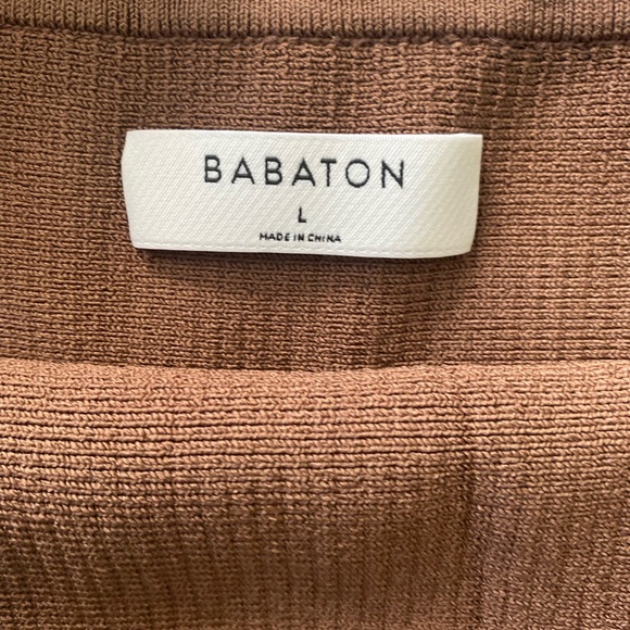 NWT Aritzia Babaton Sculpt Knit Brown Ribbed Women's Crop Top Size Large - Picture 4 of 9